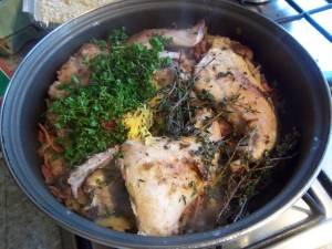 Rabbit cooked in Lemon Juice with Thyme or Oregano