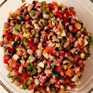 White beet and black eyed bean salad